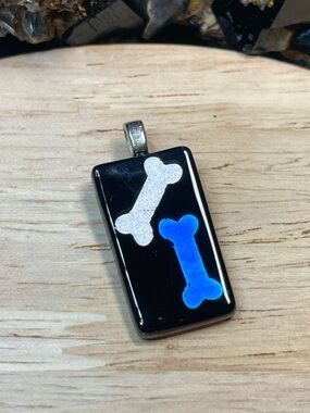 🌑 Dog Bone Glass Pendant Pet Lover’s Jewelry Gift 🌑